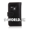Kožený obal Samsung Galaxy S3 Mini - Luxury Wallet čierna