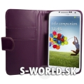 Kožený obal Samsung Galaxy S4 - Wallet fialová