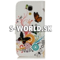 Kožený obal Samsung Galaxy S4 Mini - Wallet Butterfly Swirl