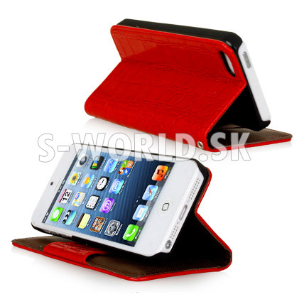 Kožený obal iPhone 5 - Croco Wallet - červená | Kožené obaly - S-world.sk -  synchronized world - Váš svet príslušenstva