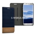 Kožený obal Samsung Galaxy S7 Edge - Flip Duo - tmavo-modrá