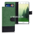 Kožený obal Huawei P8 Lite - Wallet Canvas - zelená