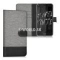 Kožený obal Huawei Y5 II (2016) - Wallet Canvas - šedá