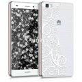 Silikónový obal Huawei P8 Lite - IMD - Flower Lace biela