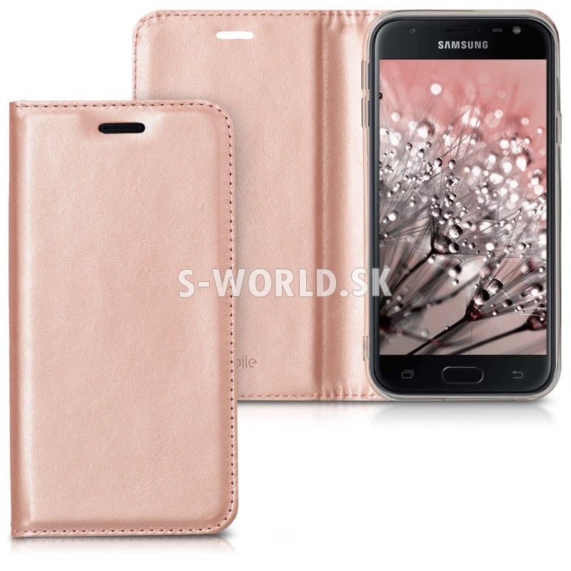 Kožený obal Samsung Galaxy J3 (2017) - Flip Cover - zlato-ružová | Kožené  obaly / puzdra - S-world.sk - synchronized world - Váš svet príslušenstva