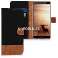 Kožený obal Huawei Mate 10 Lite - Wallet Canvas - čierno-hnedá