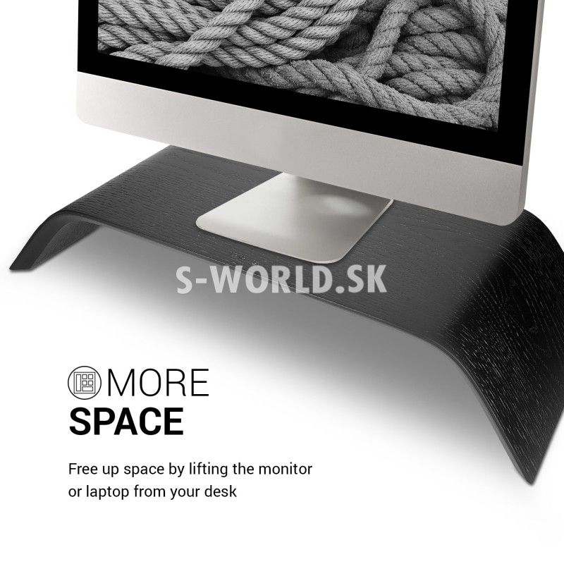 Drevený stojan pod monitor / notebook / Macbook - dub - čierny | Stolíky  pre notebooky - S-world.sk - synchronized world - Váš svet príslušenstva