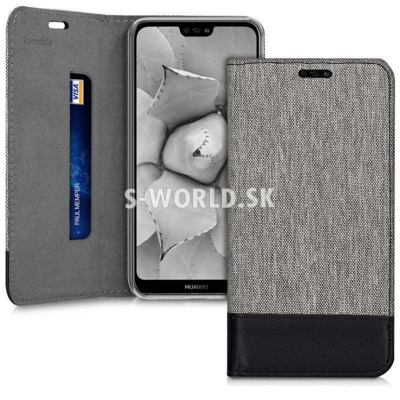 Puzdro pre Huawei P20 Lite - Flip Canvas - šedo-čierna | Kožené obaly /  puzdra - S-world.sk - synchronized world - Váš svet príslušenstva