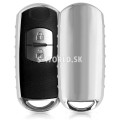 Silikónový obal na autokľúč Mazda (2-tlačidlový) – Keyless GO – Metallic – strieborná