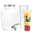 4 litrový sklenený zásobník na nápoje s kohútikom a vložkami na ľad/ovocie – Navaris