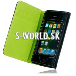 Kožený obal iPhone 4 - Wallet zelená