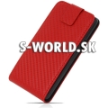 Kožený obal Samsung Galaxy S II - Carbon Flip červená